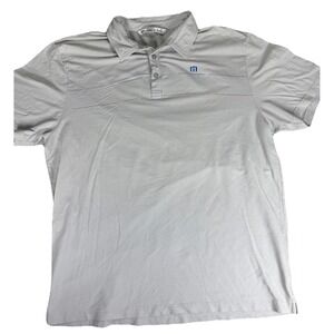 Travis Mathew Polo Mens XXL Off White Blue Red Shirt Fourth July